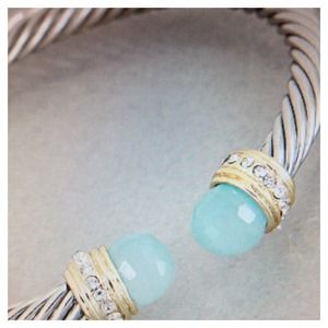 Jewelry - Cable bracelet with aqua stone Jewelry - Cable bracelet with aqua stone