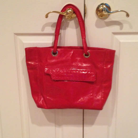 Donald Pliner red leather tote