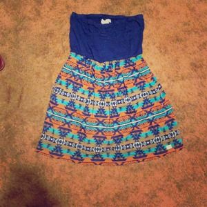 Strapless summer tribal dress.