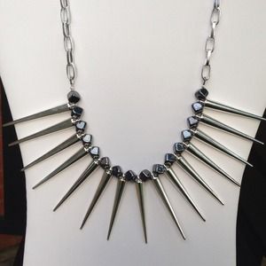 2" Spikes in Silver with Hematite beads