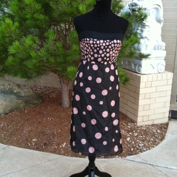 Kay Unger Pink Polka Strapless - Picture 1 of 3