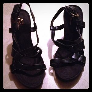 Black strappy wedge sandals🌺SALE!🌺