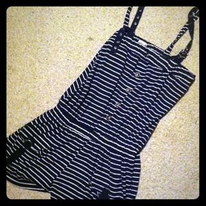 Dark blue and white striped romper