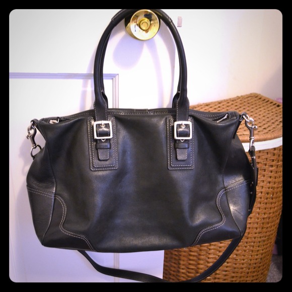 Large black coach leather purse