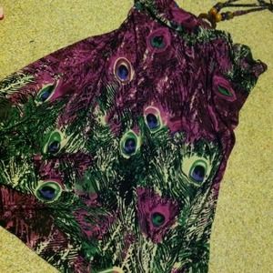 Purple peacock patterned dress