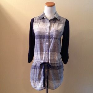 Anthropologie Tied Drop Waist Button Up Tunic