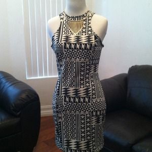 Aztec Print White & Black Dress 🎀