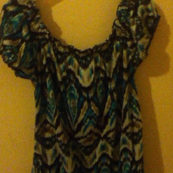 Sold!!! Turquoise white and brown patterned - Picture 2 of 3