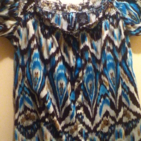Sold!!! Turquoise white and brown patterned - Picture 3 of 3