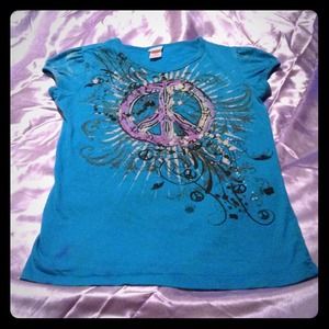 💞 Girls turquoise and purple peace shirt 💞