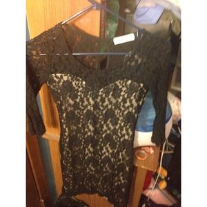 Long selves black lace mini dress