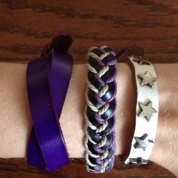 Set of 3 hemp and leather