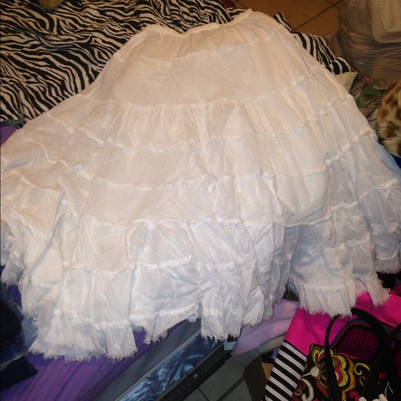Long white skirt w slip