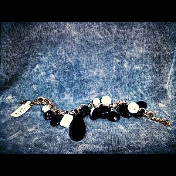 New Black & White Charm on Gold Chain