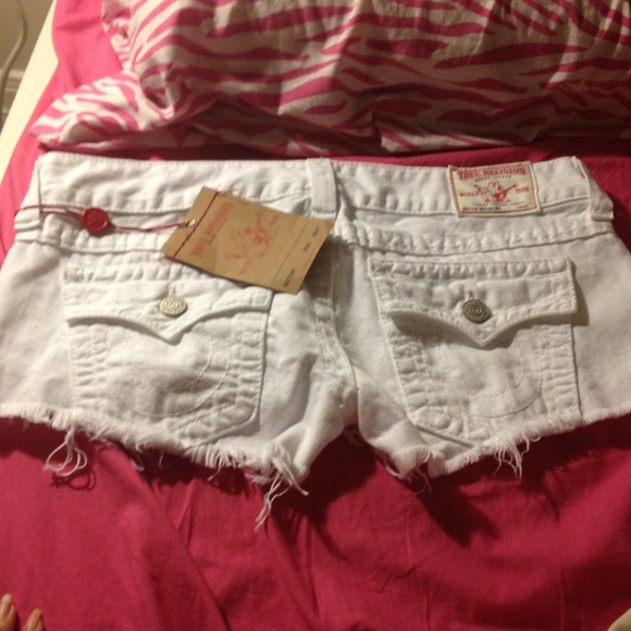 White true religion cut off shorts