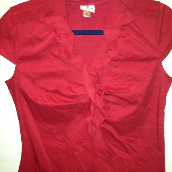 Cute Red Ruffled Neck Capped Sleeves - Picture 2 of 3