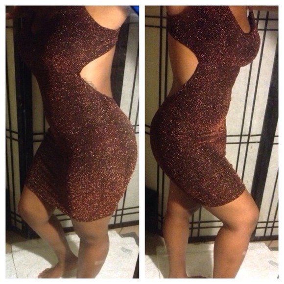 Bronze Sparkling Metallic Party / Club Dress - Picture 3 of 4
