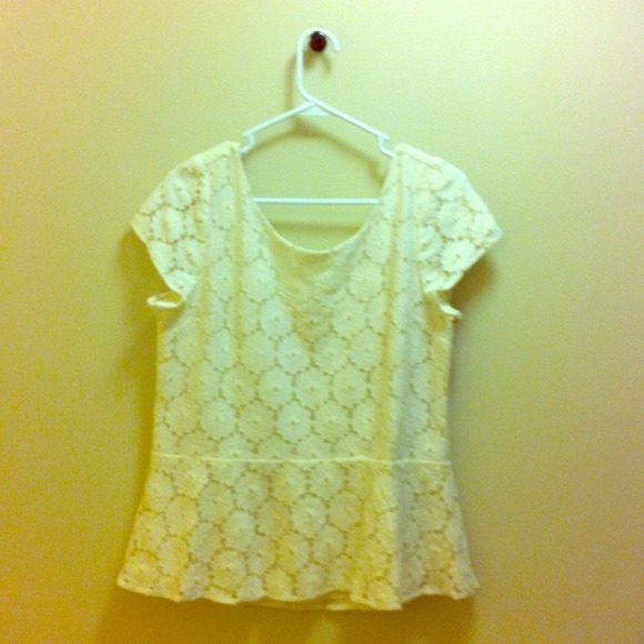 White Lace Peplum shirt