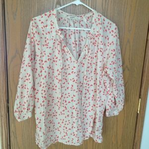 Red and white blouse