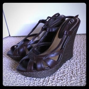 Brown Charlotte Russe wedges with peep toe