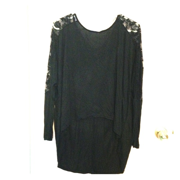 Lace top high low shirt