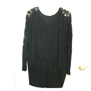 Lace top high low shirt