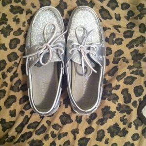 Silver glitter sperrys! So cute!