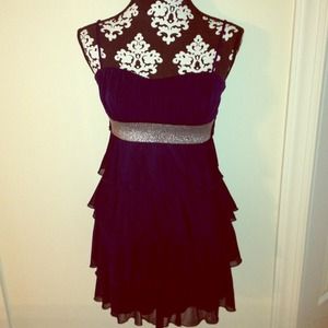 Short Navy Blue Ruffled Dress