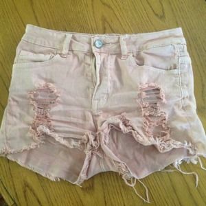 High waisted pink shorts