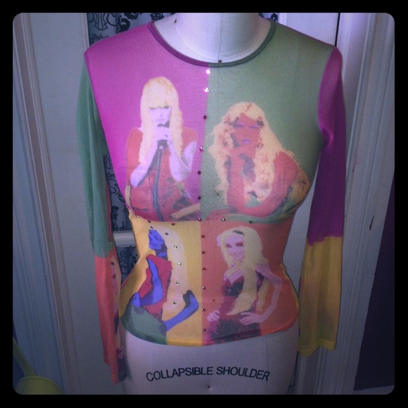 90's Funky Sheer long sleeve printed shirt✨🍄