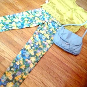 High waisted floral American apparel leggings.