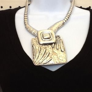 Asymmetrical tribal statement necklace
