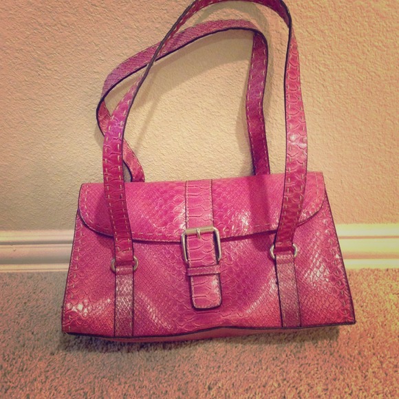 Gorgeous pink purse with alligator skin detailing!