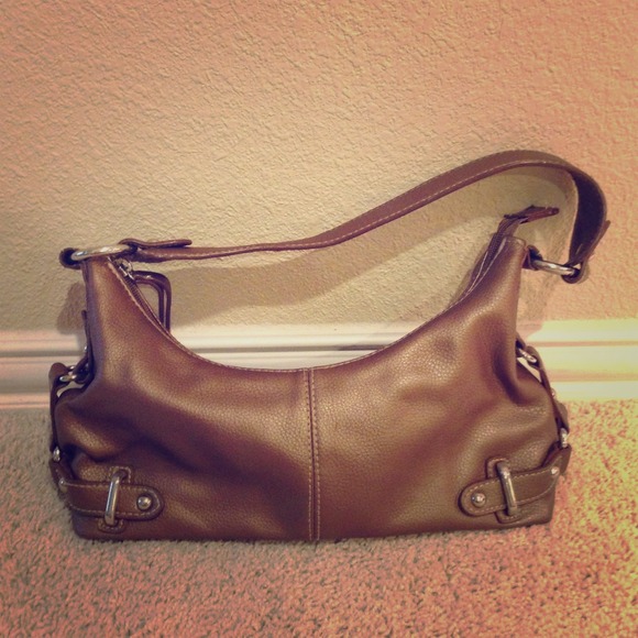 Long golden-brown medium-size purse.