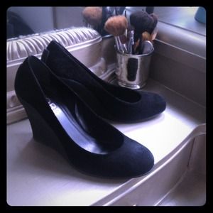 Michael KORS black suede wedges Size 9 Worn once