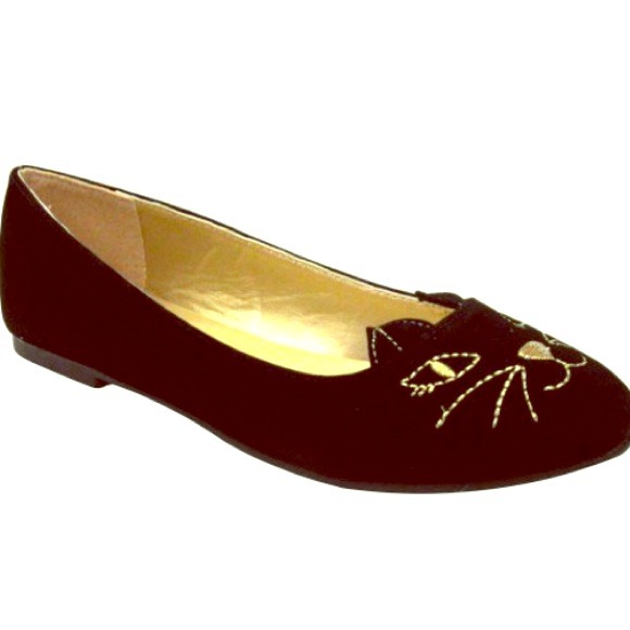 Kitty-cat flats, black/gold
