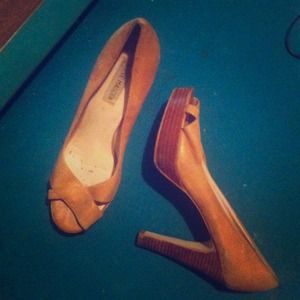 Tan on tan wood heels