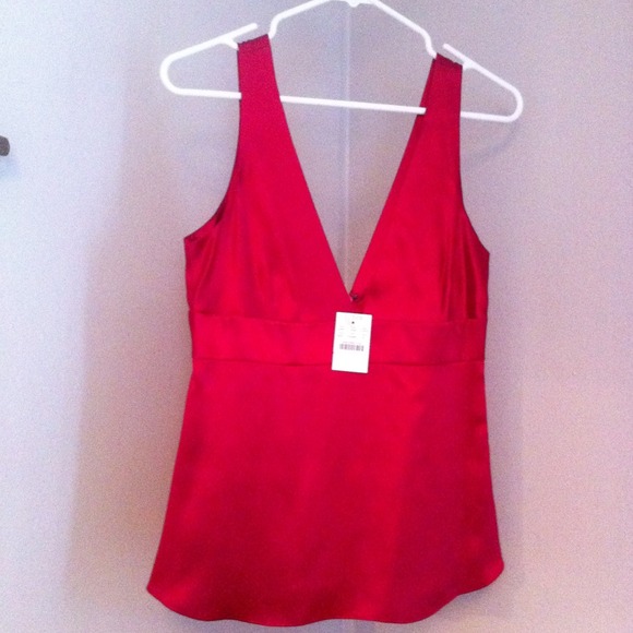 J Crew Silk Charmeuse Deep V-neck Tank