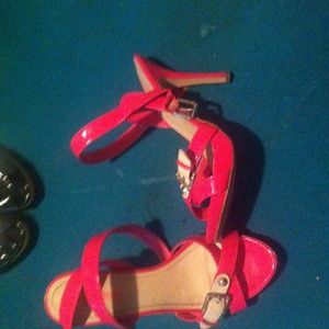 Pink patent leather heels