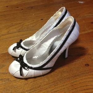 Black and white dress shoes