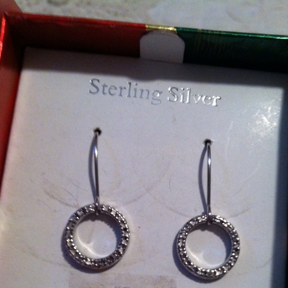 STERLING SILVER EARRINGS W/ diamond accents