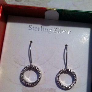 STERLING SILVER EARRINGS W/ diamond accents