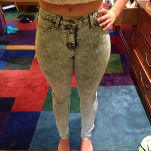 High Waisted Acid Wash Jeans