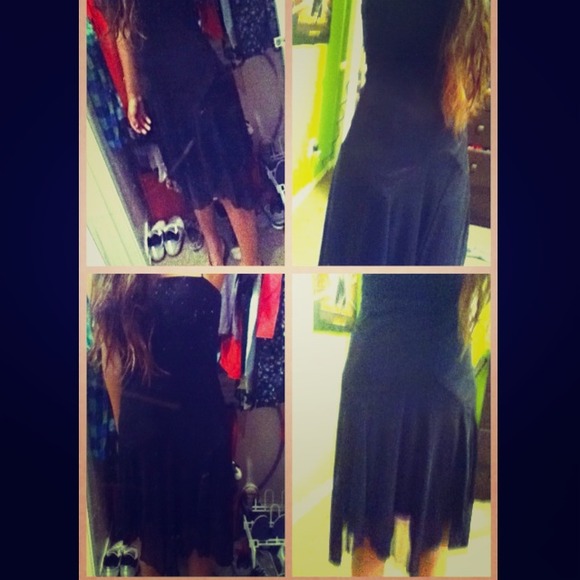 Unique black draped dress