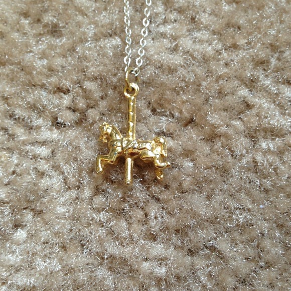 Gold carousel horse necklace