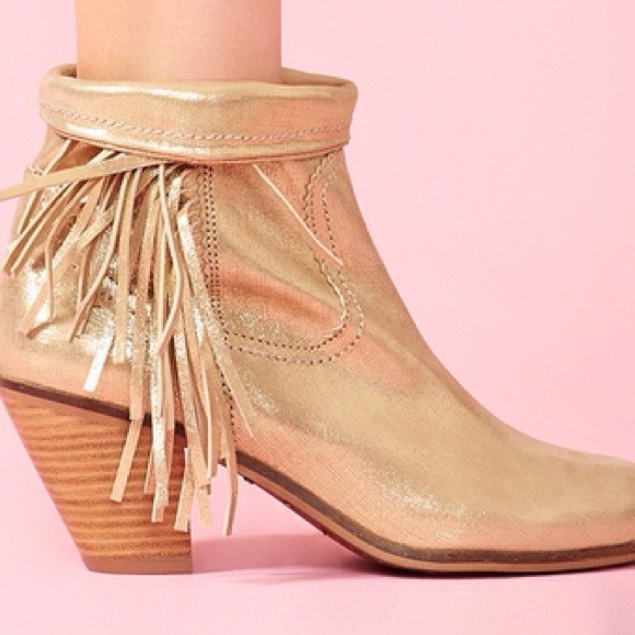 Louie Fringe Gold Booties - Picture 3 of 4