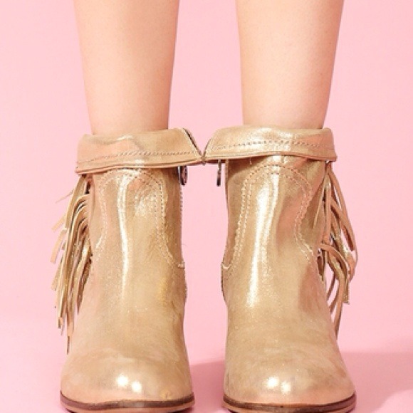 Louie Fringe Gold Booties - Picture 4 of 4