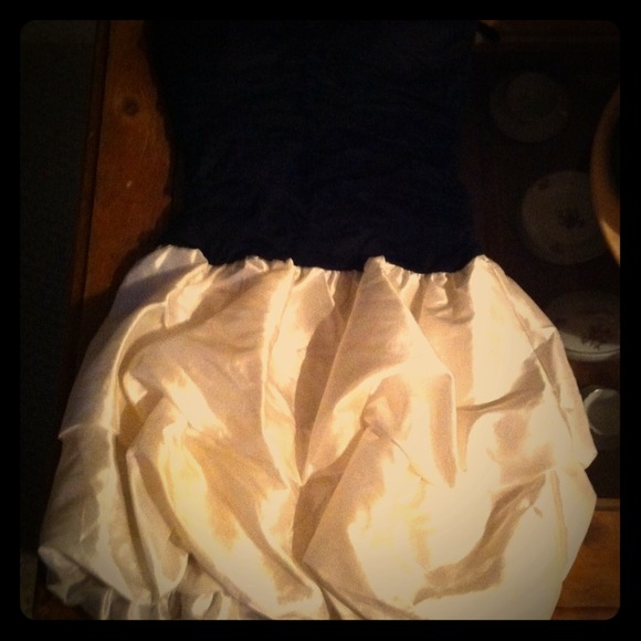 Black and white strapless dress