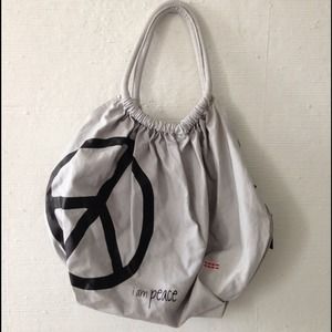 Peace, Love, World Grey Tote NWT