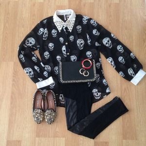 Skulls & spikes blouse
